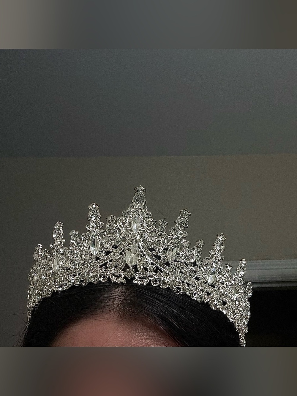 Crystal Rhinestone Tiara Crown - Silver